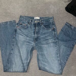 High Waisted Straight Leg Denim Jeans